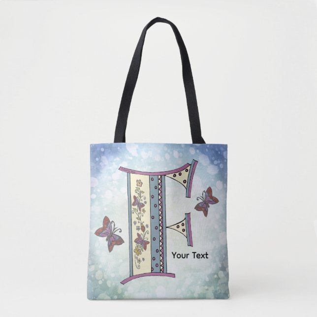 floral Monogram F Tote Bag (Front)