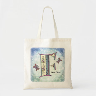 floral Monogram F Tote Bag