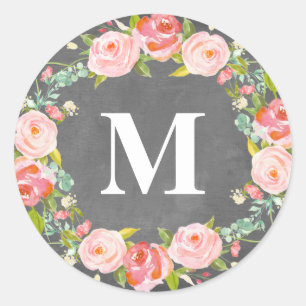 Floral Monogram   Favour Labels