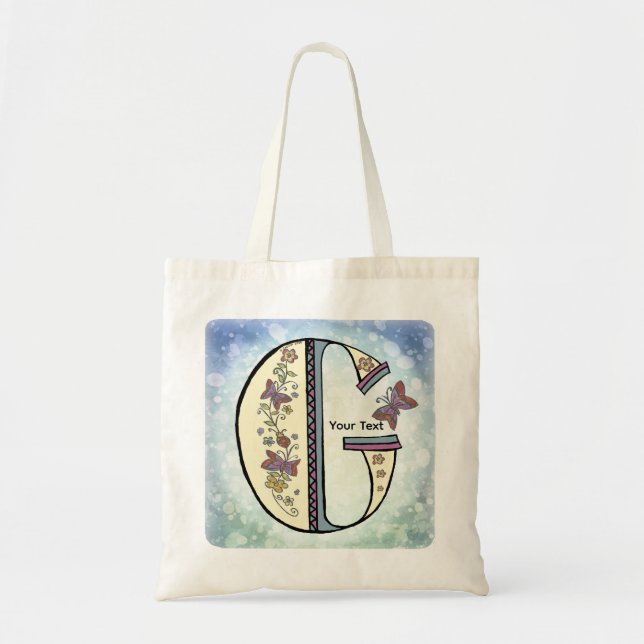 floral Monogram G Tote Bag (Front)