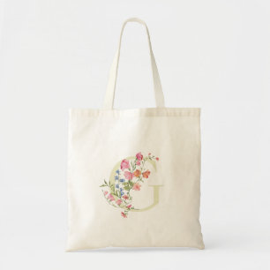 floral monogram G wedding spring Bridal Shower Tote Bag