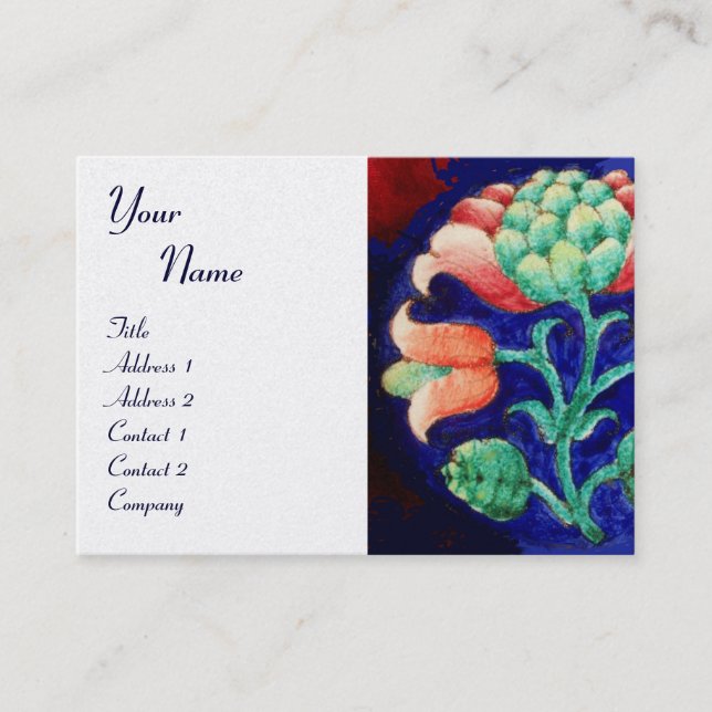 FLORAL MONOGRAM, green red blue orange white pearl Business Card (Front)