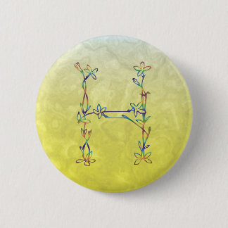 FLORAL MONOGRAM H 6 CM ROUND BADGE