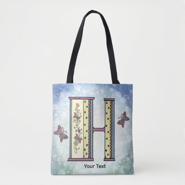 floral Monogram H  Tote Bag (Front)