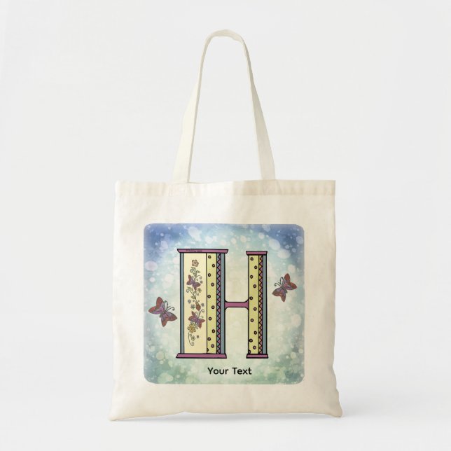 floral Monogram H  Tote Bag (Front)