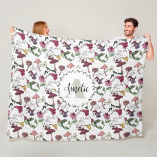 Floral Monogram Hummingbird Garden & Flowers Fleece Blanket