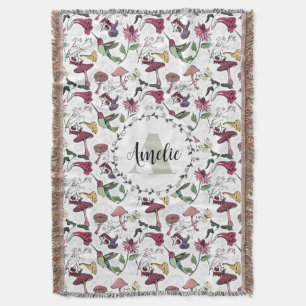 Floral Monogram Hummingbird Garden & Flowers  Throw Blanket