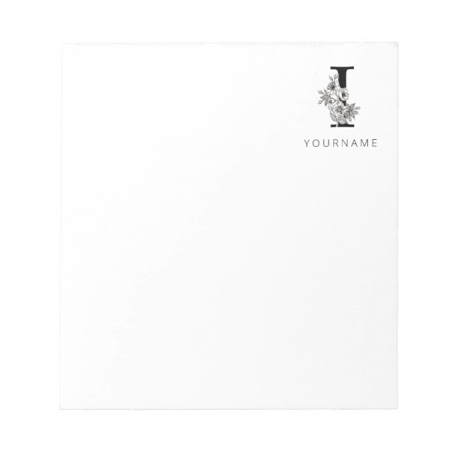 Floral Monogram i Sakura Cherry Blossoms Notepad (Front)