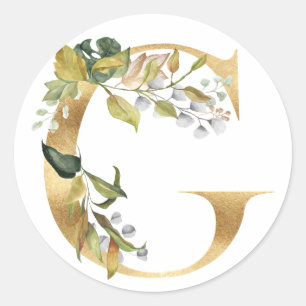 Floral monogram in gold Classic Round Sticker
