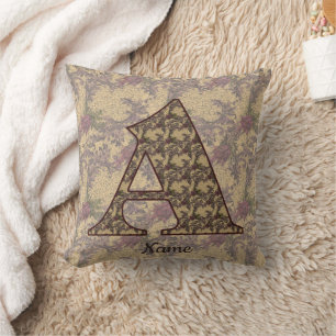 Floral Monogram Initial A Elegant Personalised Cushion