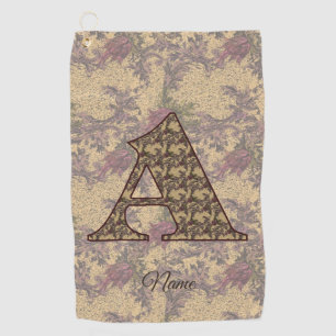 Floral Monogram Initial A Your Name Elegant  Golf Towel