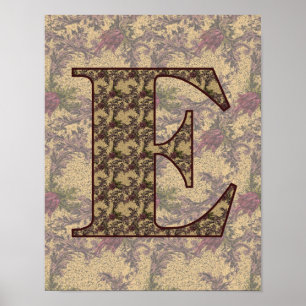 Floral Monogram Initial E Elegant Poster