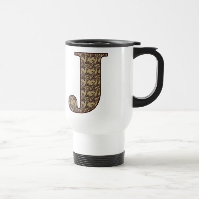 Floral Monogram Initial J Elegant Travel Mug (Right)