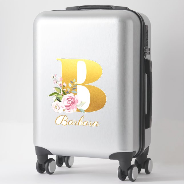 Floral Monogram Initial Letter B Custom Name (Suitcase)