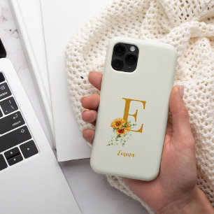 Floral monogram initial name personalised iPhone 15 pro case