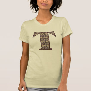 Floral Monogram Initial T Elegant  T-Shirt