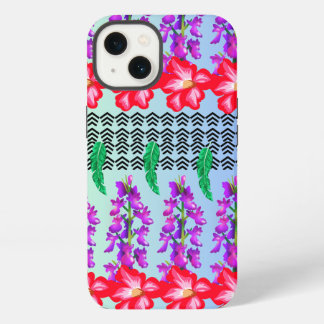 Floral Monogram iPhone 13 Case, Blue background Case