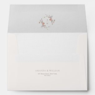Floral Monogram Ivory Wedding Envelope
