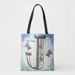 floral Monogram J  Tote Bag