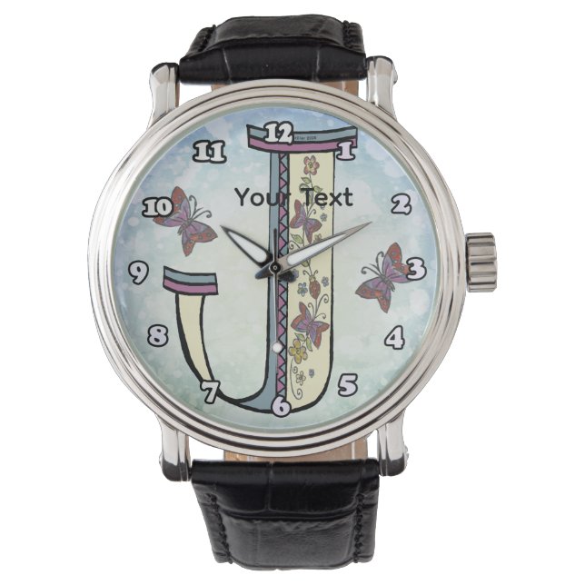 floral Monogram J  Watch (Front)