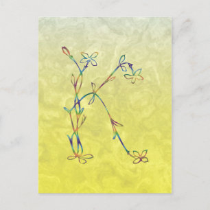 FLORAL MONOGRAM K POSTCARD