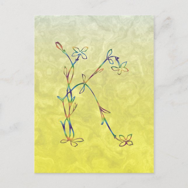 FLORAL MONOGRAM K POSTCARD (Front)