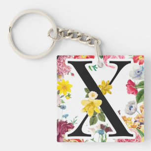Floral Monogram Key Ring