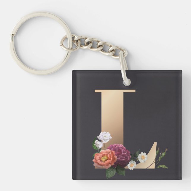 Floral Monogram Key Ring (Front)