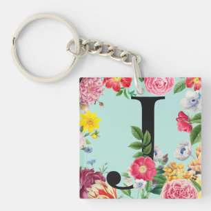 Floral Monogram Key Ring