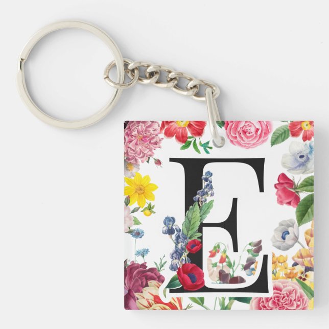 Floral Monogram Key Ring (Front)