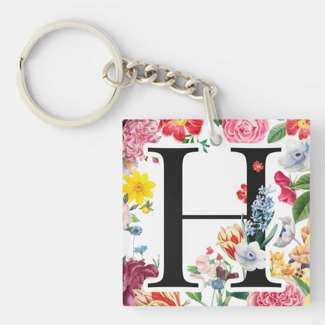 Floral Monogram Key Ring (Front)