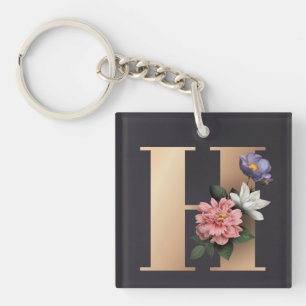 Floral Monogram Key Ring