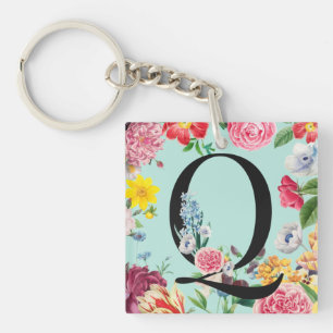 Floral Monogram Key Ring