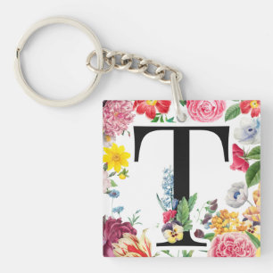 Floral Monogram Key Ring