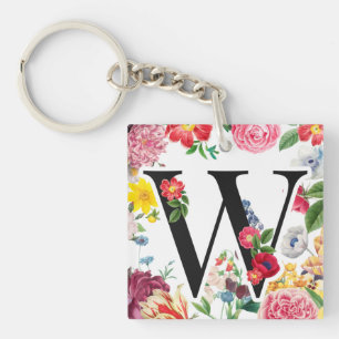 Floral Monogram Key Ring