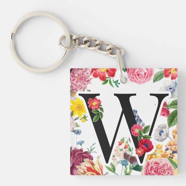 Floral Monogram Key Ring (Front)