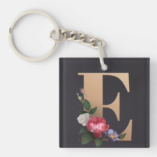 Floral Monogram Key Ring