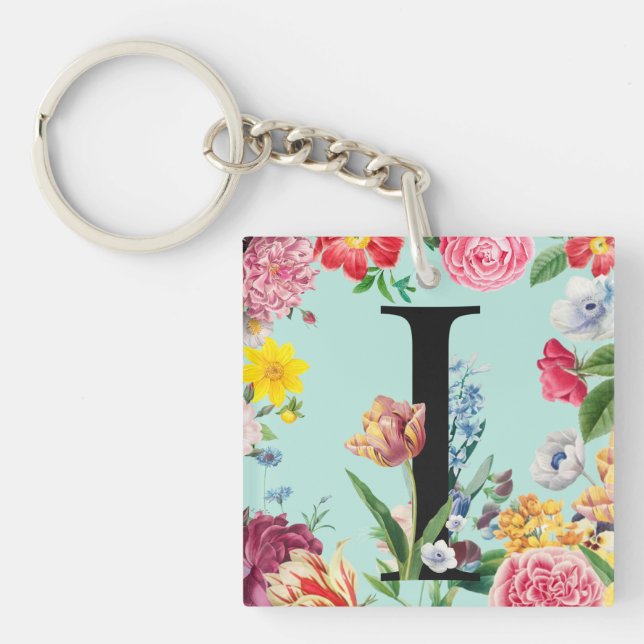 Floral Monogram Key Ring (Front)