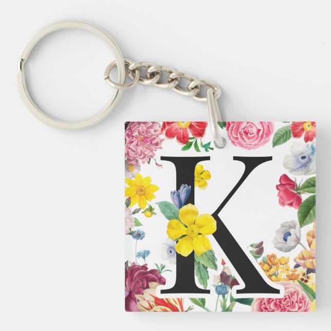 Floral Monogram Key Ring (Front)