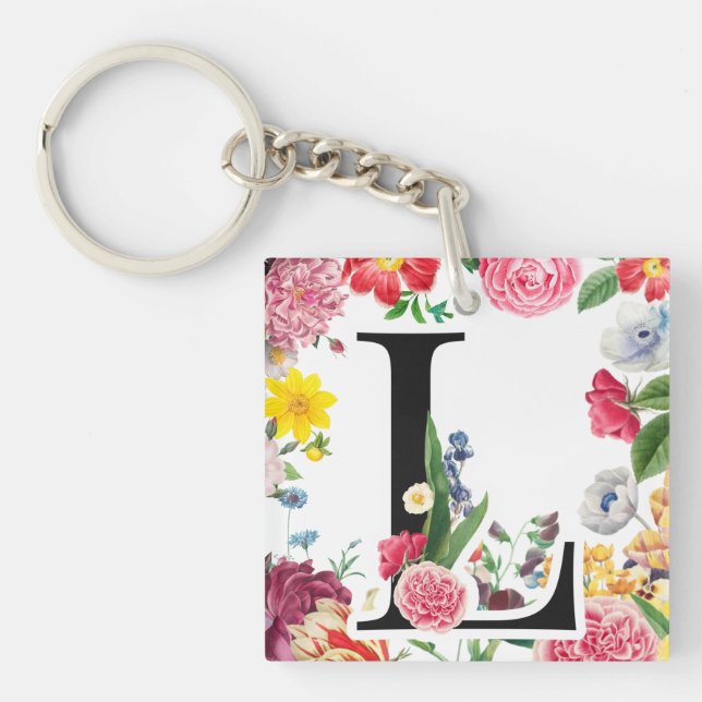 Floral Monogram Key Ring (Front)