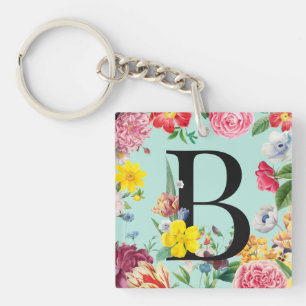 Floral Monogram Key Ring