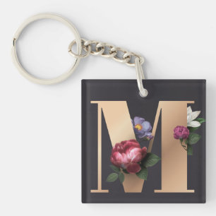 Floral Monogram Key Ring
