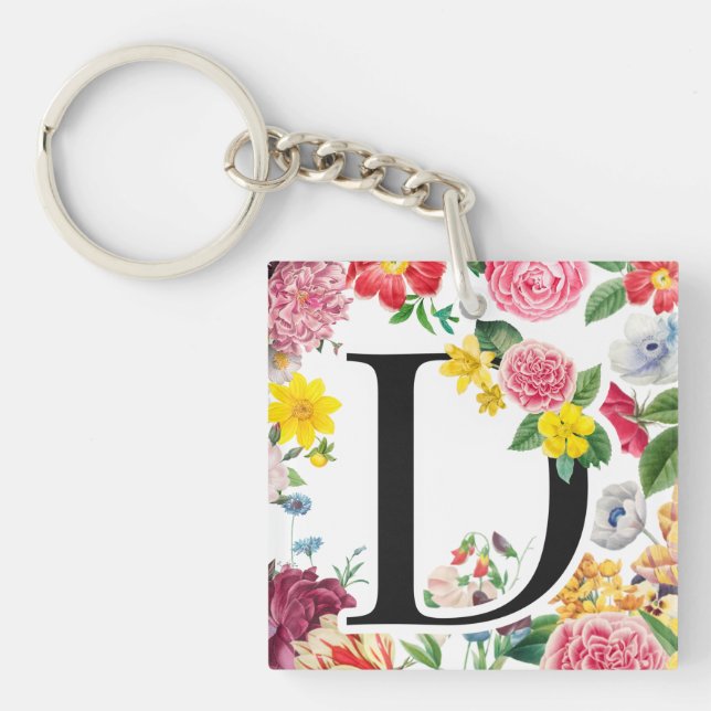 Floral Monogram Key Ring (Front)