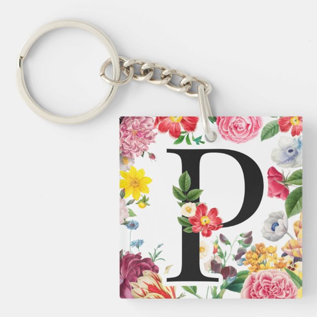 Floral Monogram Key Ring (Front)