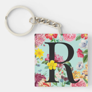 Floral Monogram Key Ring