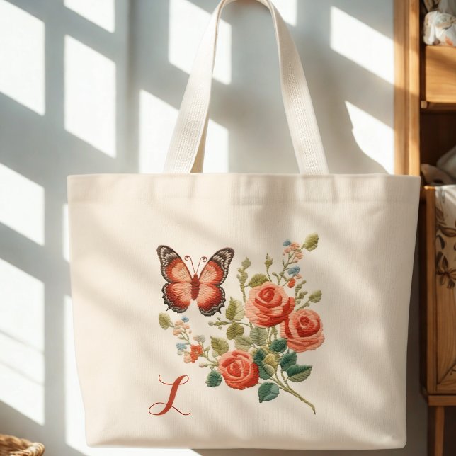 Floral Monogram Large Tote Bag (Creator Uploaded)