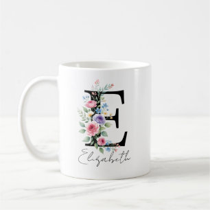 Floral Monogram – Letter E Coffee Mug