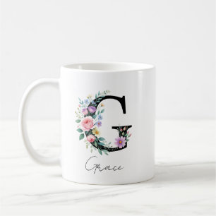  Floral Monogram – Letter G Coffee Mug