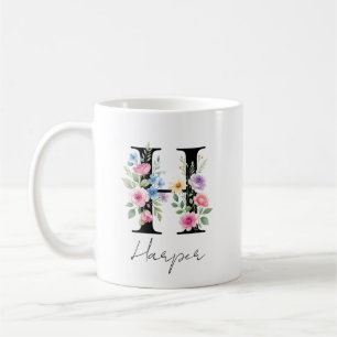  Floral Monogram – Letter H Coffee Mug
