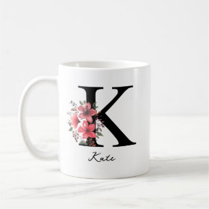 Floral Monogram Letter K Margaret Custom Name Coff Coffee Mug